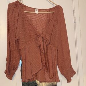 Chic Women's Mauve Blouse with Front Tie